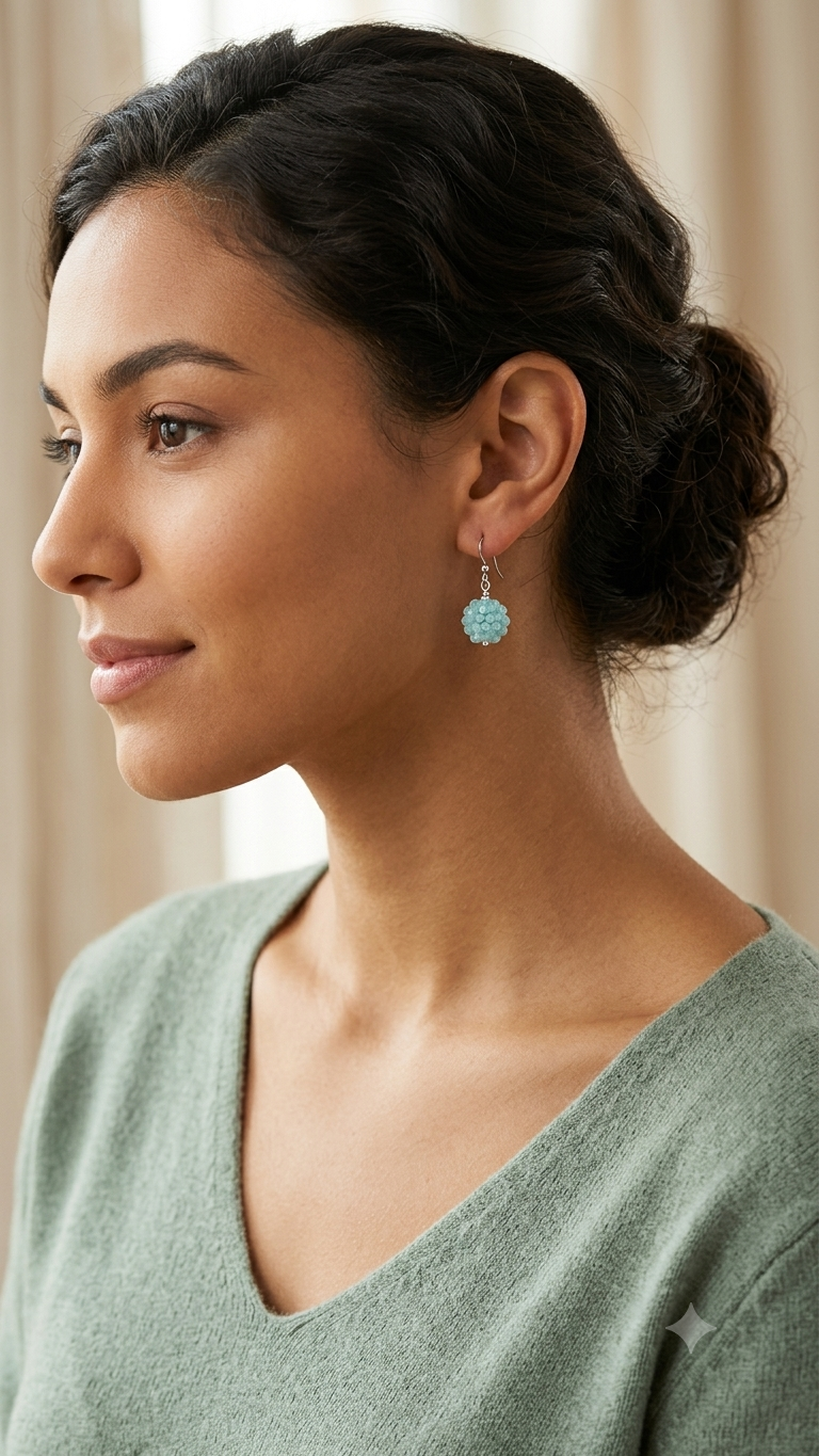 Aquamarine Disco Ball Drop Earrings