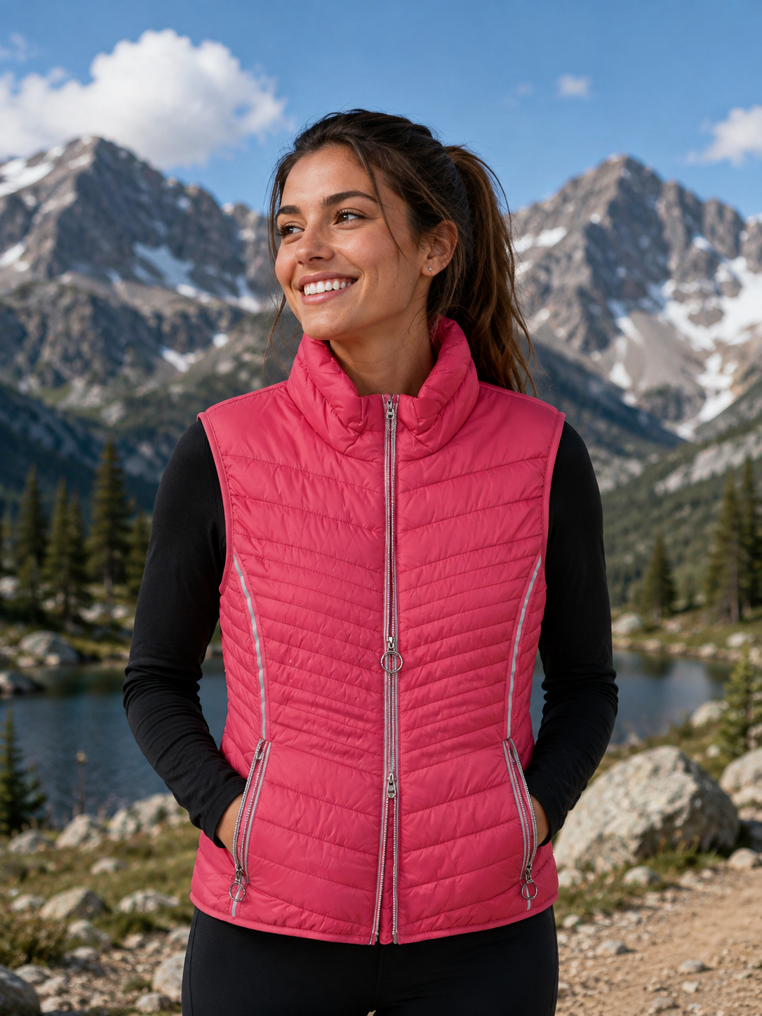 Betty Barclay Outdoor Quilted Gilet Coral