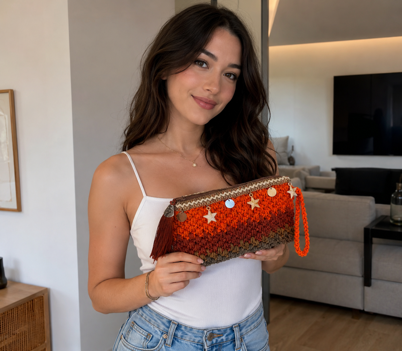 Ombre Crochet Pouch with Wrist Strap