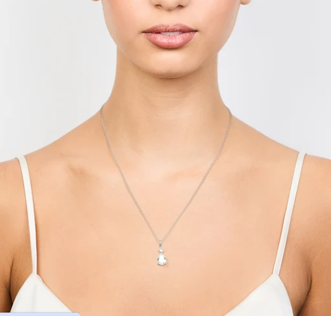 Waterproof CZ Pear Pendant Necklace