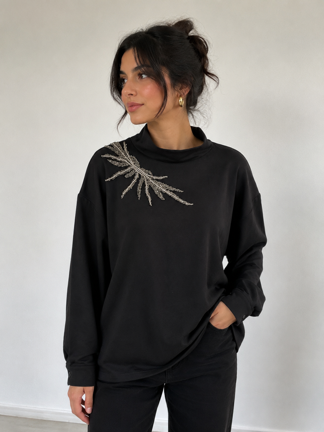 Eski Beaded Sweatshirt Top