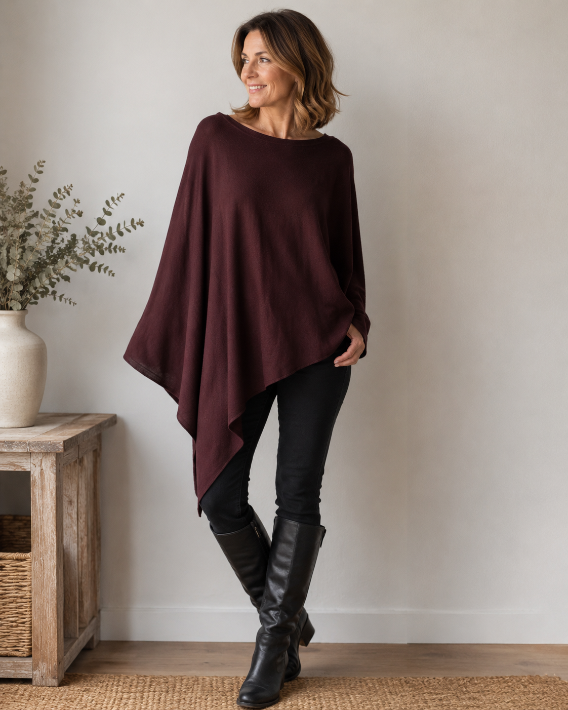 Esprit Burgundy One-Sleeved Cape