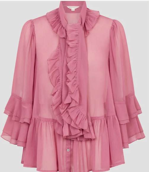 Monsoon Anaïs Ruffle Blouse — Pink