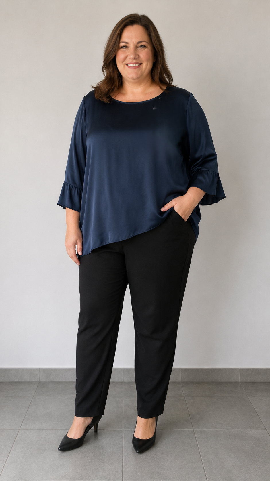 Next Navy Satin Top