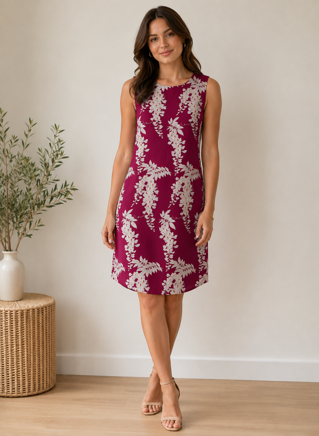 Oasis Pink & White Floral Print Shift Dress