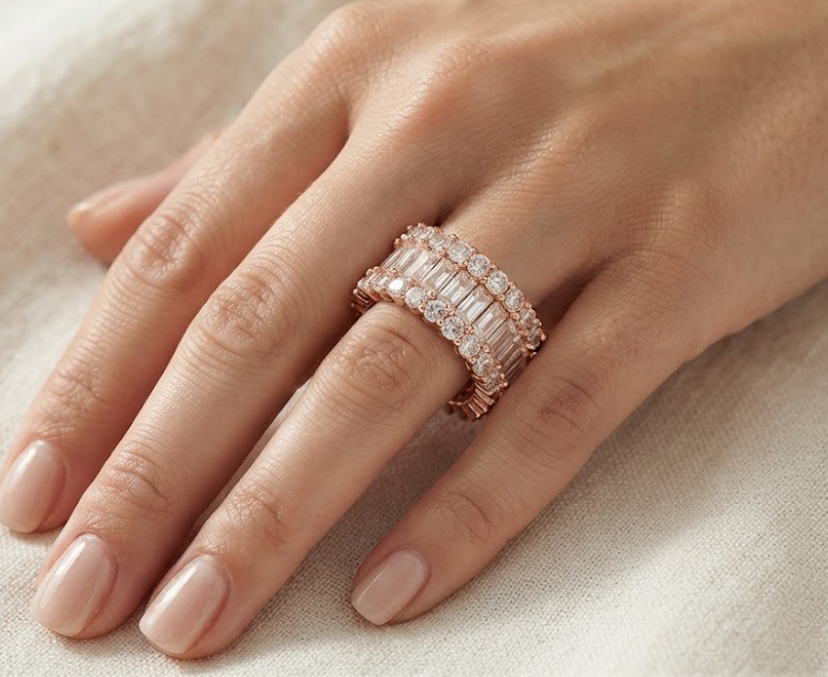 Rose Gold Cubic Zirconia Baguette Ring