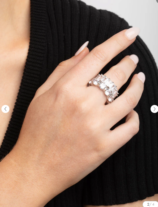 Silver Tone Cubic Zirconia Baguette Ring Stack Pack